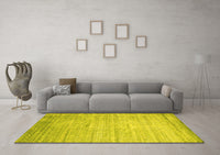 Machine Washable Abstract Yellow Contemporary Rug, wshcon1300yw