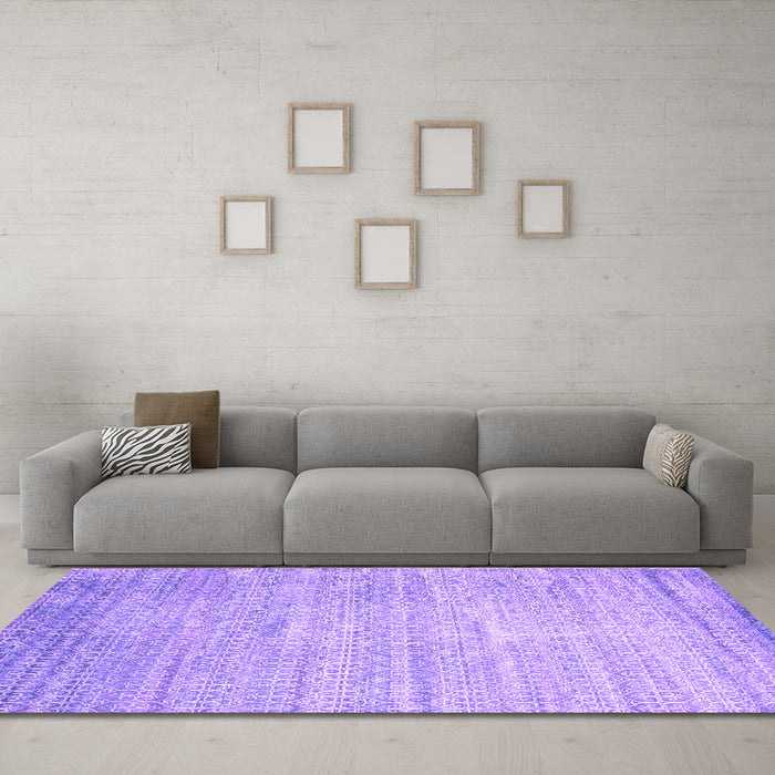 Machine Washable Abstract Purple Contemporary Area Rugs in a Living Room, wshcon1300pur