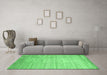 Machine Washable Abstract Emerald Green Contemporary Area Rugs in a Living Room,, wshcon1300emgrn