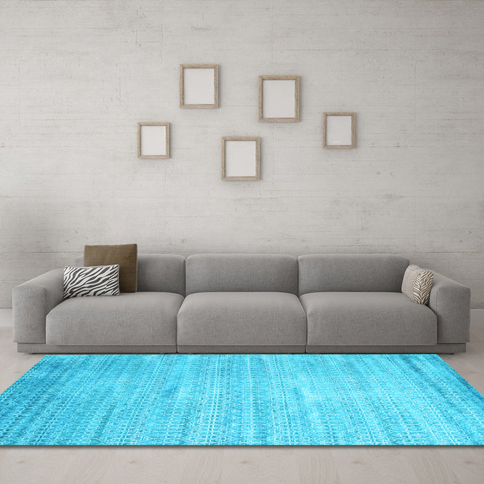 Machine Washable Abstract Light Blue Contemporary Rug in a Living Room, wshcon1300lblu