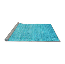 Sideview of Machine Washable Abstract Light Blue Contemporary Rug, wshcon1300lblu
