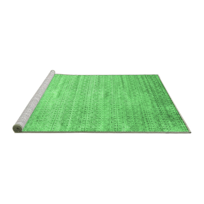 Sideview of Machine Washable Abstract Emerald Green Contemporary Area Rugs, wshcon1300emgrn
