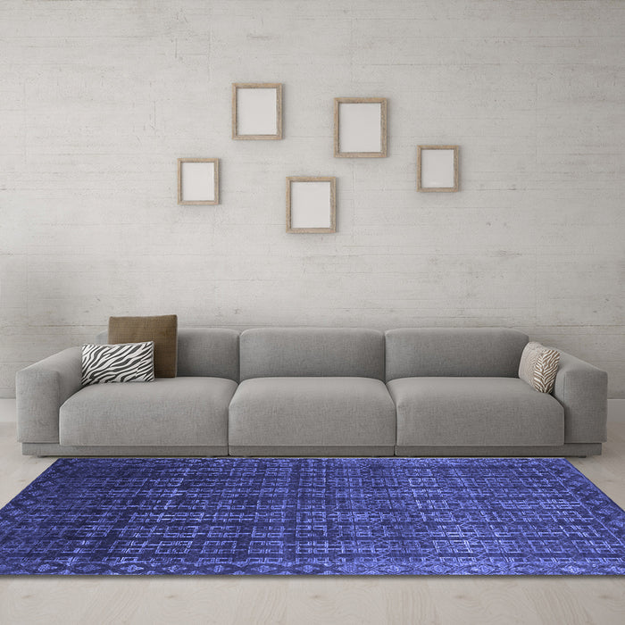 Machine Washable Abstract Blue Contemporary Rug in a Living Room, wshcon1301blu