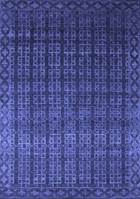 Abstract Blue Contemporary Rug, con1301blu