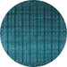 Round Machine Washable Abstract Light Blue Contemporary Rug, wshcon1301lblu