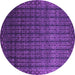 Round Machine Washable Abstract Purple Contemporary Area Rugs, wshcon1301pur