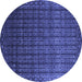 Round Machine Washable Abstract Blue Contemporary Rug, wshcon1301blu