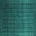 Square Abstract Turquoise Contemporary Rug, con1301turq