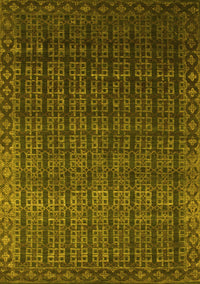 Abstract Yellow Contemporary Rug, con1301yw