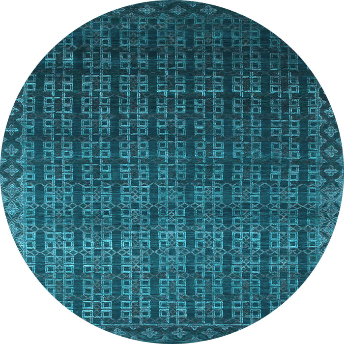 Round Abstract Light Blue Contemporary Rug, con1301lblu
