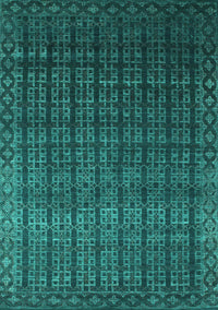 Abstract Turquoise Contemporary Rug, con1301turq