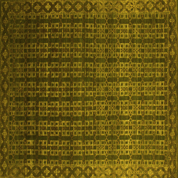 Square Abstract Yellow Contemporary Rug, con1301yw