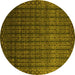 Round Abstract Yellow Contemporary Rug, con1301yw