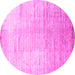 Round Machine Washable Abstract Pink Contemporary Rug, wshcon1302pnk