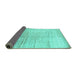 Sideview of Abstract Turquoise Contemporary Rug, con1302turq