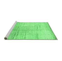 Sideview of Machine Washable Abstract Emerald Green Contemporary Area Rugs, wshcon1302emgrn