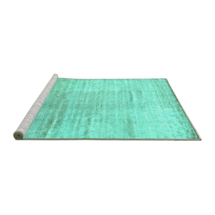 Sideview of Machine Washable Abstract Turquoise Contemporary Area Rugs, wshcon1302turq
