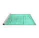 Sideview of Machine Washable Abstract Turquoise Contemporary Area Rugs, wshcon1302turq