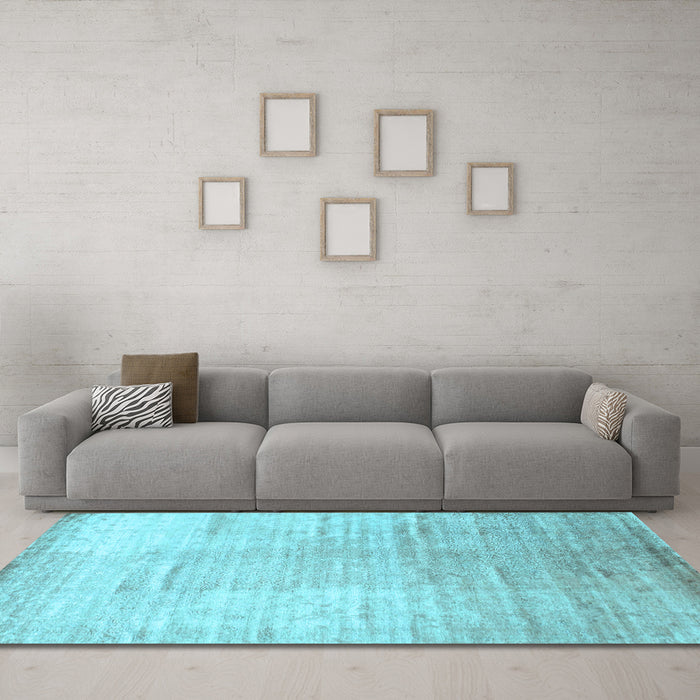 Machine Washable Abstract Light Blue Contemporary Rug in a Living Room, wshcon1302lblu