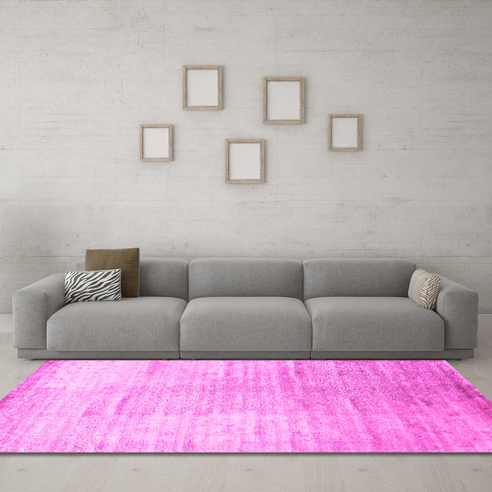 Machine Washable Abstract Pink Contemporary Rug in a Living Room, wshcon1302pnk