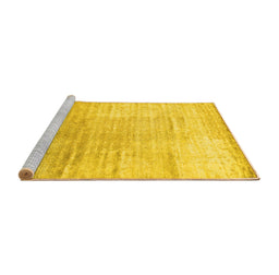Sideview of Machine Washable Abstract Yellow Contemporary Rug, wshcon1302yw