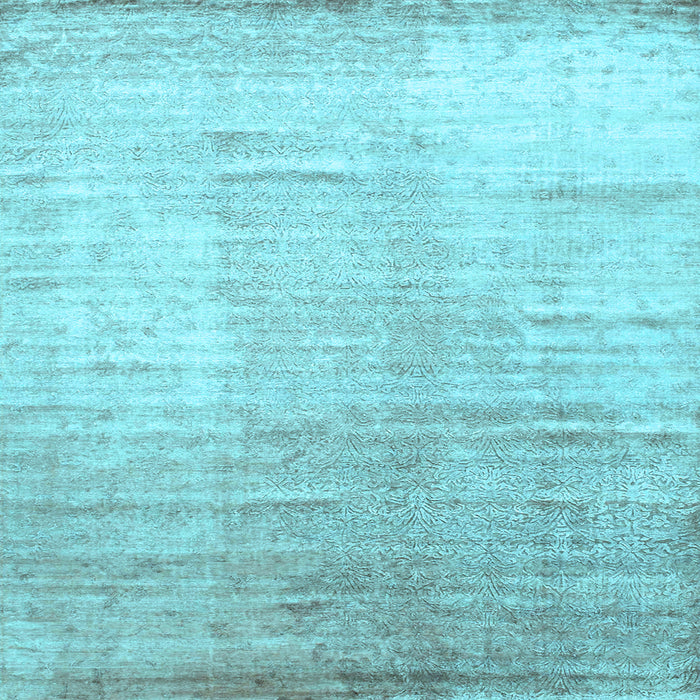 Square Abstract Light Blue Contemporary Rug, con1302lblu