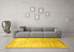 Machine Washable Abstract Yellow Contemporary Rug in a Living Room, wshcon1302yw