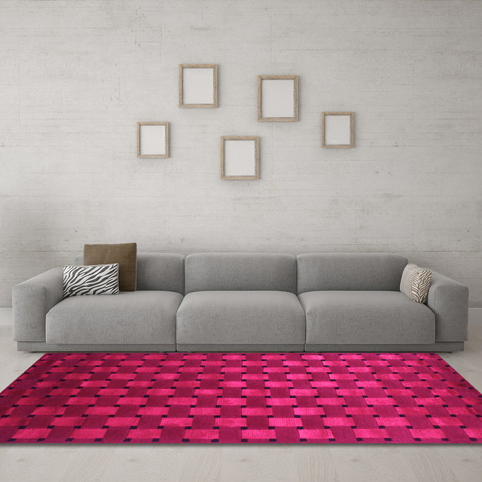 Machine Washable Abstract Pink Contemporary Rug in a Living Room, wshcon1303pnk