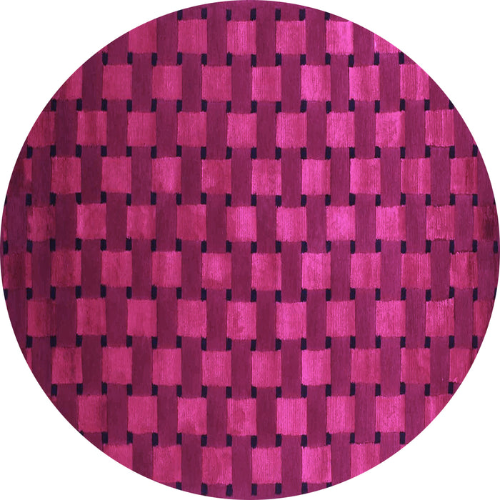 Round Machine Washable Abstract Purple Contemporary Area Rugs, wshcon1303pur