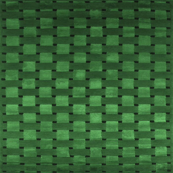 Square Abstract Emerald Green Contemporary Rug, con1303emgrn