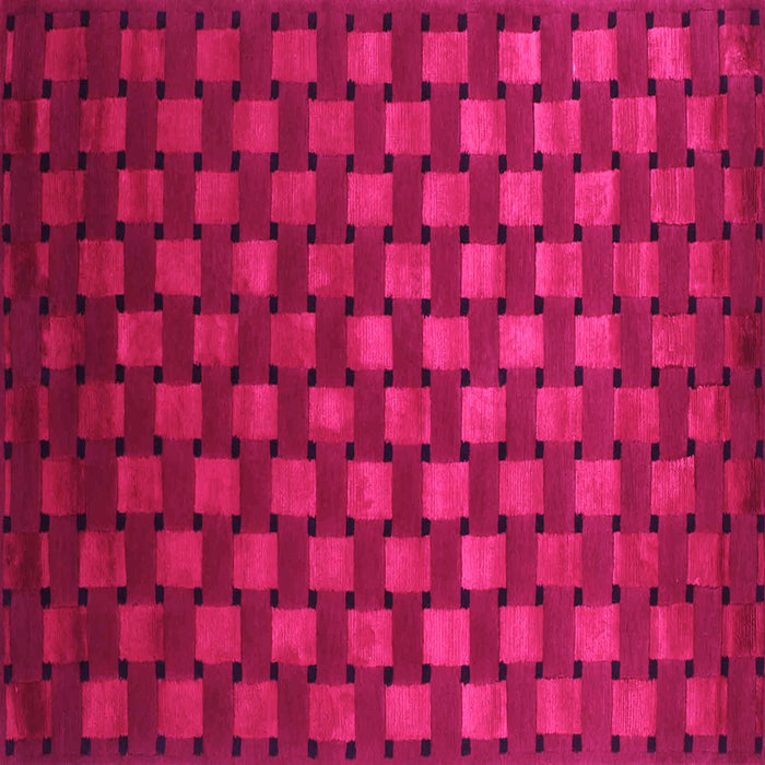 Square Machine Washable Abstract Pink Contemporary Rug, wshcon1303pnk