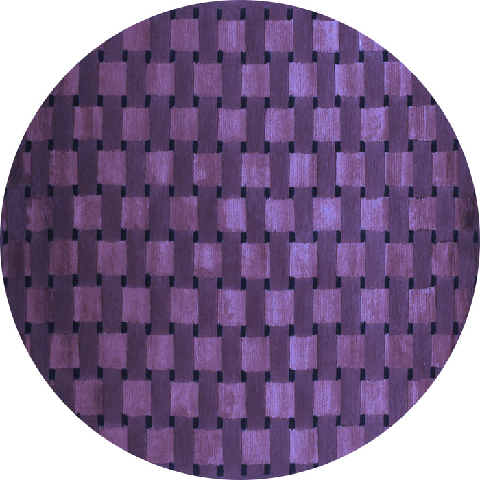 Round Abstract Blue Contemporary Rug, con1303blu