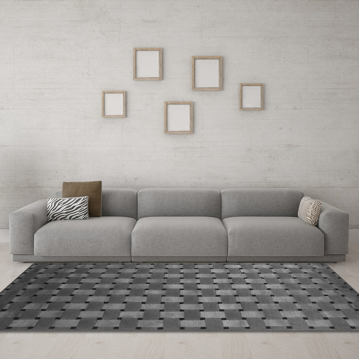 Machine Washable Abstract Gray Contemporary Rug in a Living Room,, wshcon1303gry