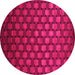 Round Machine Washable Abstract Pink Contemporary Rug, wshcon1303pnk