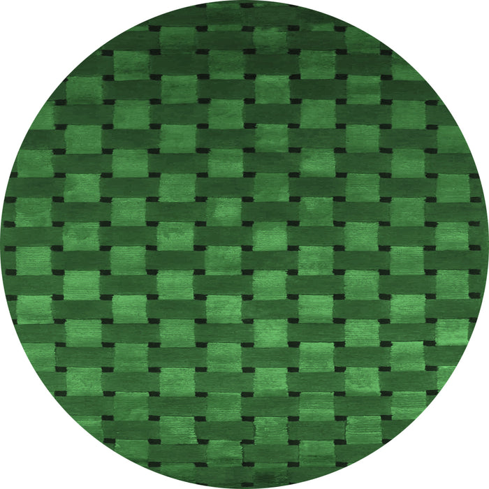 Round Abstract Emerald Green Contemporary Rug, con1303emgrn