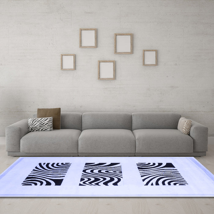 Machine Washable Solid Blue Modern Rug in a Living Room, wshcon1304blu