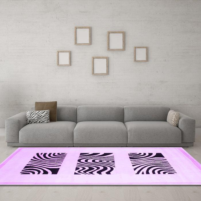 Machine Washable Solid Purple Modern Area Rugs in a Living Room, wshcon1304pur