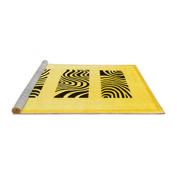 Sideview of Machine Washable Solid Yellow Modern Rug, wshcon1304yw