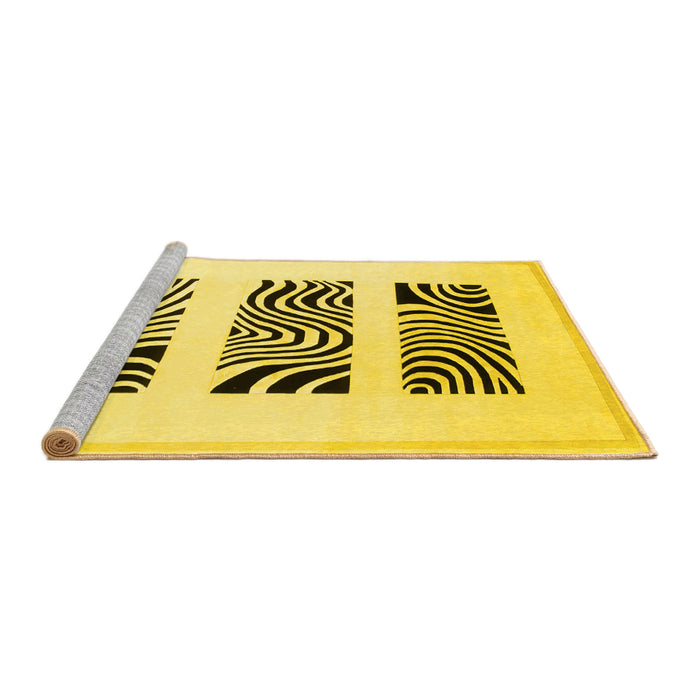 Sideview of Machine Washable Solid Yellow Modern Rug, wshcon1304yw