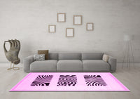 Machine Washable Solid Pink Modern Rug, wshcon1304pnk