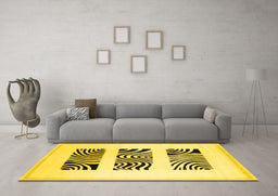 Machine Washable Solid Yellow Modern Rug in a Living Room, wshcon1304yw