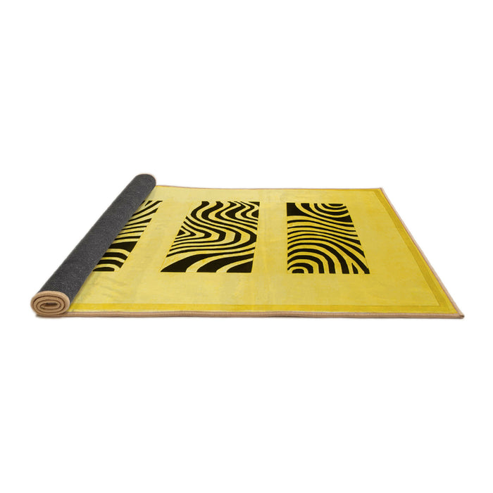 Sideview of Solid Yellow Modern Rug, con1304yw