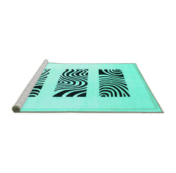 Sideview of Machine Washable Solid Turquoise Modern Area Rugs, wshcon1304turq