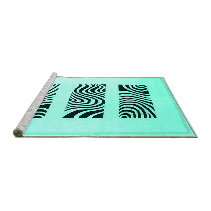 Sideview of Machine Washable Solid Turquoise Modern Area Rugs, wshcon1304turq