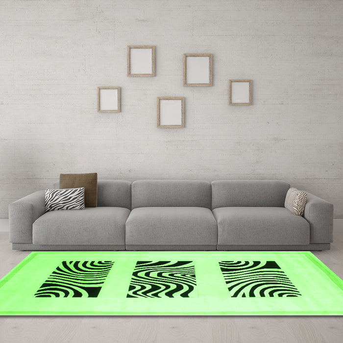 Machine Washable Solid Green Modern Area Rugs in a Living Room,, wshcon1304grn