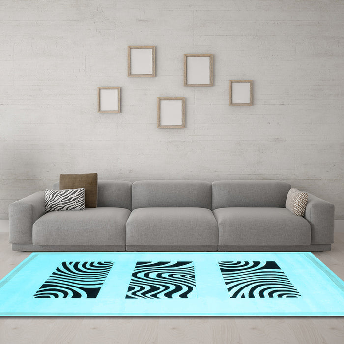 Machine Washable Solid Light Blue Modern Rug in a Living Room, wshcon1304lblu
