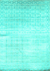 Abstract Turquoise Contemporary Rug, con1305turq