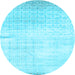 Round Abstract Light Blue Contemporary Rug, con1305lblu