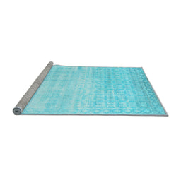 Sideview of Machine Washable Abstract Light Blue Contemporary Rug, wshcon1305lblu