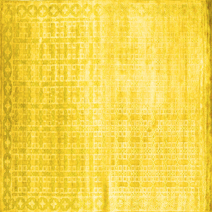 Square Abstract Yellow Contemporary Rug, con1305yw